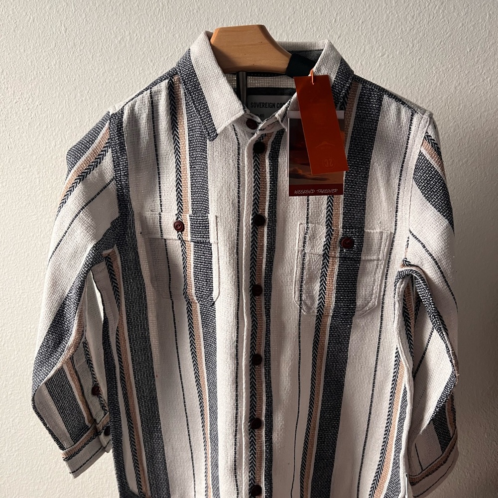 Sovereign Code Black & White Boy’s Casual Button Down Long Sleeve Shirt, 6, NWT